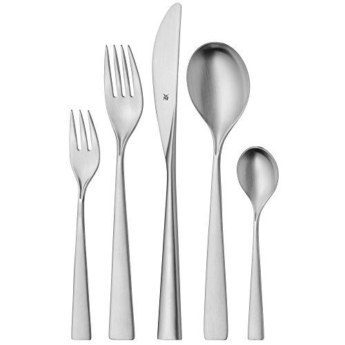Wmf 1157919990 bellano ménagère 30 pièces pour 6 personnes inoxydable 18 10 cromargan mat, acier inoxydable, argent, 30 unités