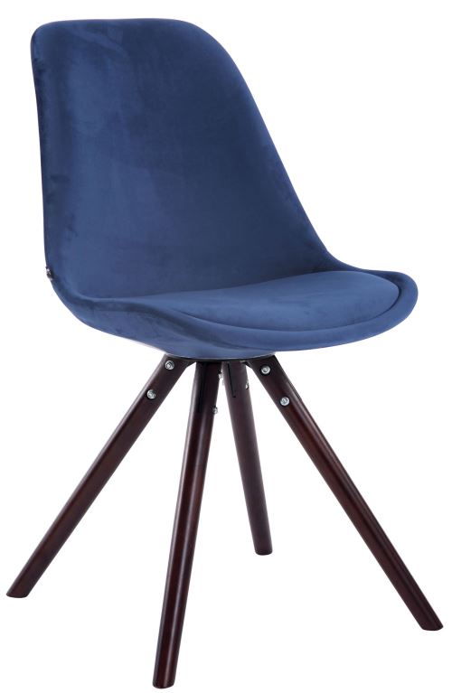 Chaise Toulouse en velours / Piétement Rond , Bleu/Cappuccino