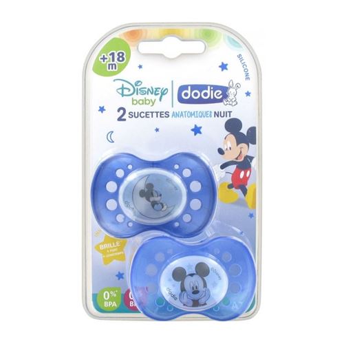 DODIE 2 Sucettes Anatomiques Disney Nuit Mickey 18 m+