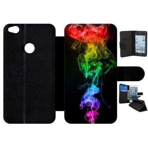 Etui à rabat huawei p8 lite 2017 modèle 2017 smoke fume arc en ciel 2