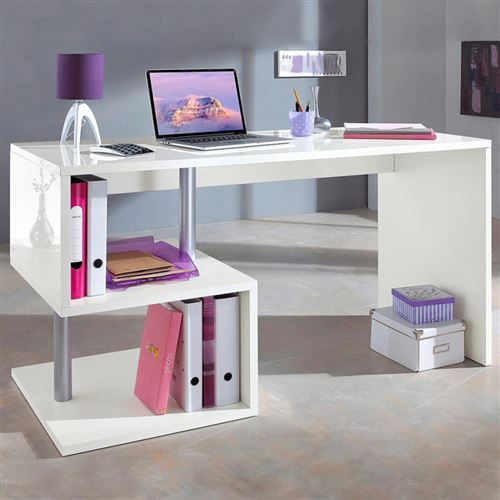 bureau esse - 140 x 60 x 75 cm - blanc laqué
