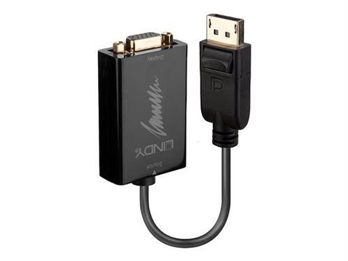 Lindy Noir Displayport To Vga Adapter - Adaptateur Vidéo Externe - D-Sub, Displayport