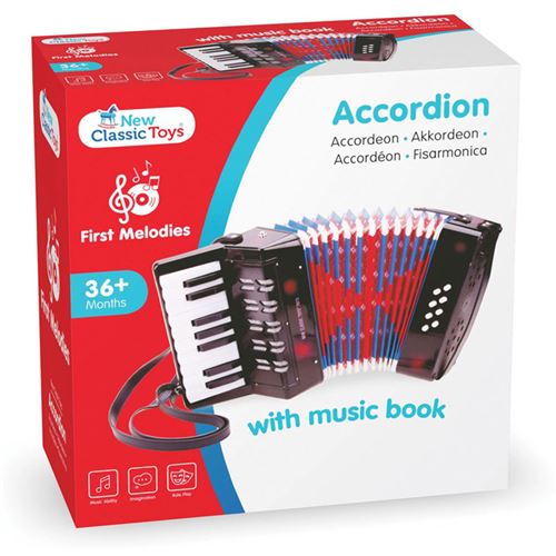 New Classic Toys - 10057 - Instrument À Vent - Accordéon Noir avec Le Livre de Musique