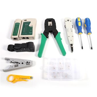 Réseau Câble Kits d’Outils, RJ45 RJ11 Jeu de Testeur de Réseau Câble ...