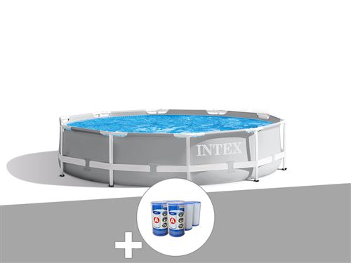 Pack piscine tubulaire Intex Prism Frame ronde 3,66 x 0,76 m + 6 cartouches de filtration