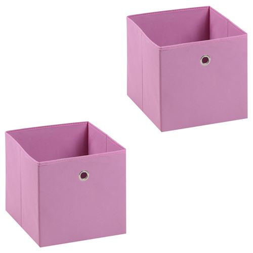 Boite de rangement Idimex Lot de 2 boites en tissu rose ELA bote de rangement ouverte avec poigne dim 27 x 27 x 27 cm, pour linge jouets vtements