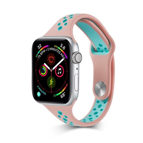 Bracelet sport en silicone respirant pour Apple Watch Series 6/ SE/ 5/ 4 40mm - Rose&Bleu