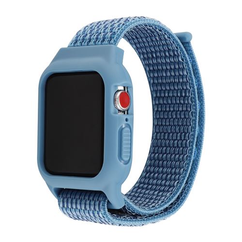Bracelet en nylon avec coque de protection pour Apple Watch Series 6/ SE/ 5/ 4 40mm - Bleu
