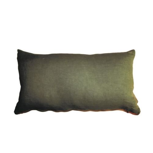 O'CBO Coussin déhoussable - 100% lin - 30 x 50 cm - Vert mangue