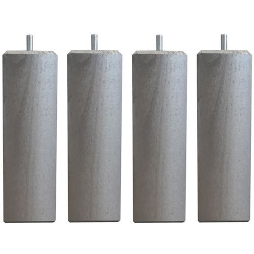 Jeu De Pieds Carres L 7 Cm X L 7 Cm H 14,5 Cm - Gris Metal - Lot De 4