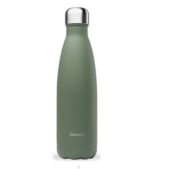 Bouteille isotherme granite kaki 500ml - Qwetch - Vert - Inox