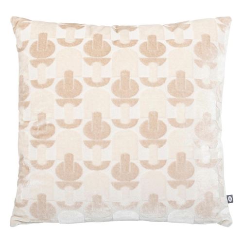 Non Communiqué Beige Atmosphera Créateur D'intérieur - Coussin Jacquard En Velours "Luna" 40X40cm Lin
