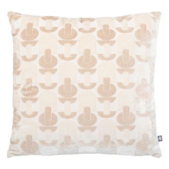 Atmosphera Créateur d'intérieur - Coussin Jacquard en Velours "Luna" 40x40cm Beige Lin - 1
