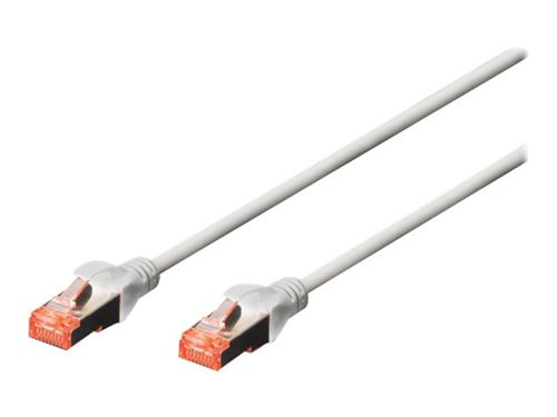 DIGITUS Professional - Cordon de raccordement - RJ-45 (M) pour RJ-45 (M) - 10 m - SFTP, PiMF - CAT 6 - IEEE 802.3 - sans halogène, moulé, sans crochet, bloqué - gris (pack de 5)