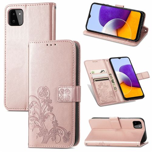 MPFRANCE Housse pour Samsung Galaxy A22 5G Or Rose [Fleur de Lys]