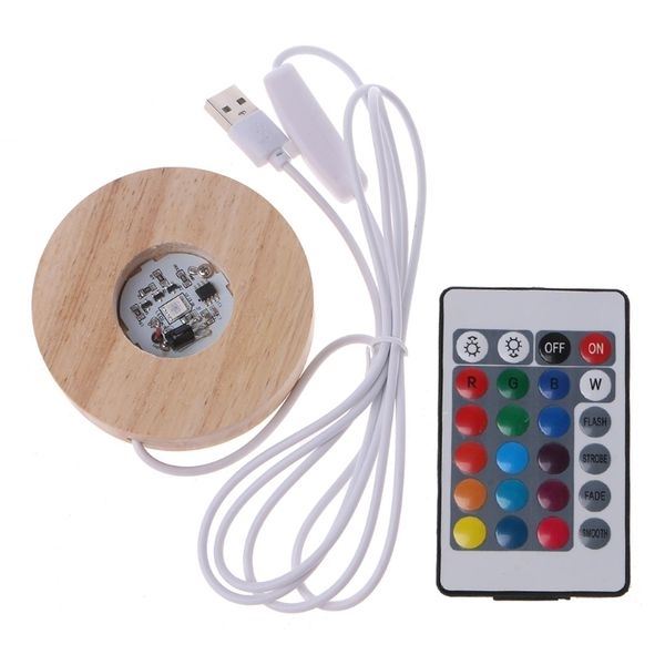 Lot De 4 Socles Lumineux LED 3D Avec Panneaux Acryliques - 16 Couleurs, Télécommande - Veilleuse Décorative USB/piles