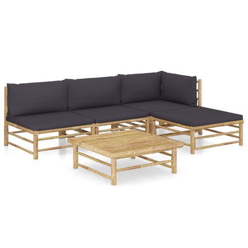 Non Communiqué Gris Salon De Jardin Modulable Vidaxl Bambou 5 Personnes 5 Pieces
