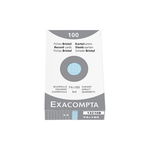 EXACOMPTA Fiches bristol, A7, quadrillé, bleu azur