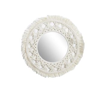 The Home Deco Factory - Miroir rond bohème - Diam 55 Cm - Beige - Bohème - 1