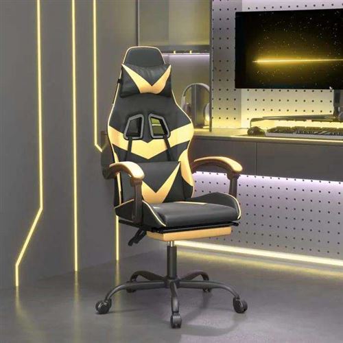 Vidaxl Noir Chaise De Jeu - Et Doré Similicuir - Image 3