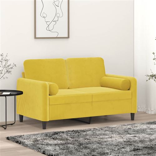 vidaXL - Canapé 2 places - Velours - Jaune - 120 cm - Image 2