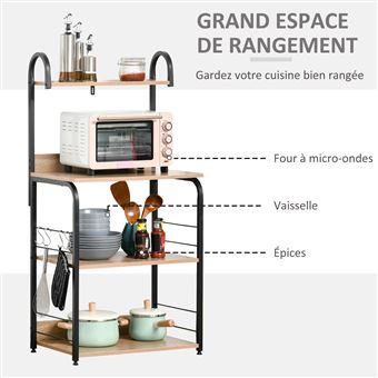 WOLTU Étagère Rangement, Étagère Étroite à 4 Niveaux, Pour Cuisine