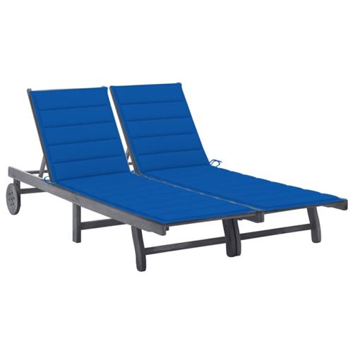 Non Communiqué Gris Chaise Longue De Jardin 2 Places Avec Coussin Acacia