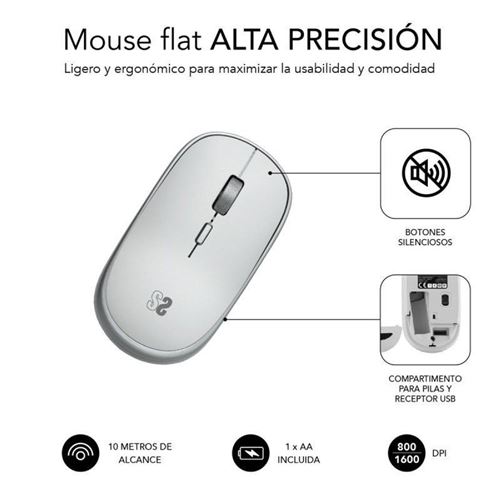 Mini souris sans fil Subblim Wireless-Jusqu'à 1600 DPI-Argent - Souris -  Achat & prix