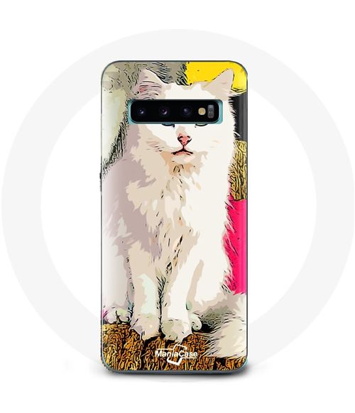 Coque pour Samsung Galaxy S10 Turc de Van Chat Blanc aux yeux bleu et jaune Maniacase