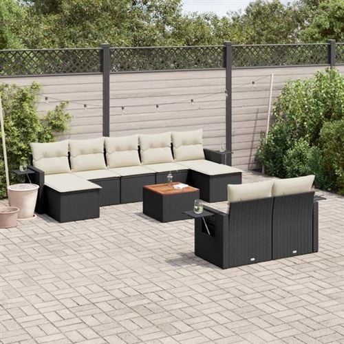 Salon de jardin modulable vidaxl 2 personnes resine tressee noir 62 x 55 x 69 cm 10 pieces