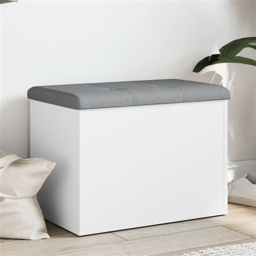 vidaXL Banc de rangement blanc 62x42x45 cm bois d'ingénierie