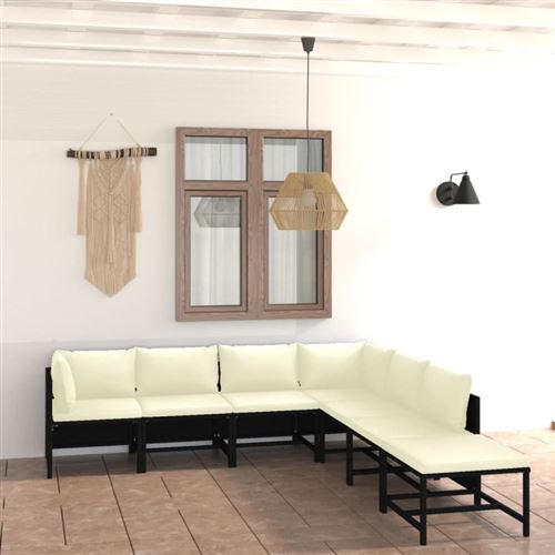 Non Communiqué Noir Salon De Jardin Modulable Vidaxl 7 Personnes 7 Pieces 60 X 60 Cm Polyethylene