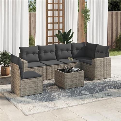 Salon de jardin modulable VIDAXL 7 pieces resine tressee 62 x 62 x 69 cm
