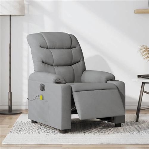 VIDAXL - Fauteuil de massage - Fauteuil de relaxation électrique - Gris clair - Image 2