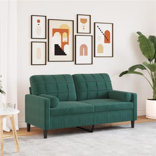 VIDAXL - Canapé 2 places - Velours - Vert - 140 cm - Image 2