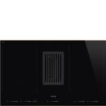 ble induction avec hotte integree ''Dolce Stil Novo'' 80 cm, 4 foyers, 2 Multizone, commandes tactiles, 9 niveaux de puissance, 4 boosters et 4 minuteries, Fonction Mijotage, Faire Fondre, Maintien au chaud, verre ceramique, hotte 8 vitesses +2 intensives