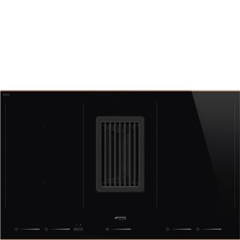 ble induction avec hotte integree ''Dolce Stil Novo'' 80 cm, 4 foyers, 2 Multizone, commandes tactiles, 9 niveaux de puissance, 4 boosters et 4 minuteries, Fonction Mijotage, Faire Fondre, Maintien au chaud, verre ceramique, hotte 8 vitesses +2 intensives