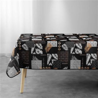 3€ sur Nappe antitache rectangulaire - 150 x 300 cm - Feuillages et Motifs  graphiques Noir - Nappe de table - Achat & prix