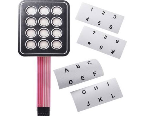 Clavier à membrane APEM AC3535 autocollant, avec bande de repérage matrice 4 x 4