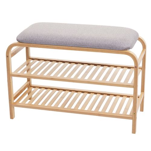 Mendler - Meuble à chaussures - Banc de rangement - Bambou - 50x70x30cm - Image 3
