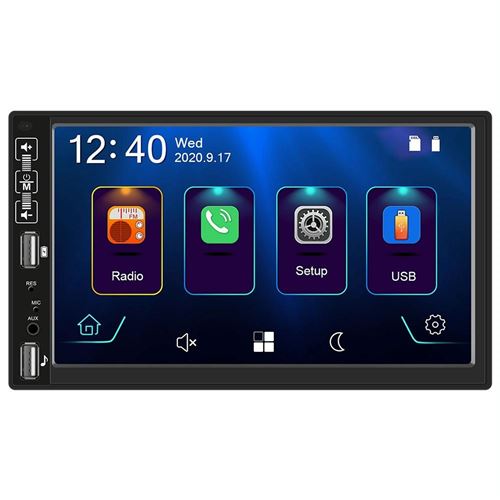 Autoradio 7 Pouces HD Carplay Bluetooth Musique Caméra 8LEDs Télécommande YONIS