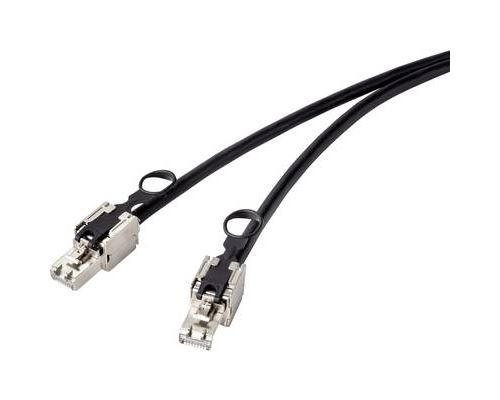 Renkforce RF-4538214 RJ45 Câble réseau, câble patch CAT 6a S/FTP 25.00 cm noir avec anneau à tirer pour le déverrouillage
