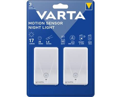 Veilleuse avec détecteur de mouvements Varta Motion Sensor Night Light Twin 16624101402 LED blanc