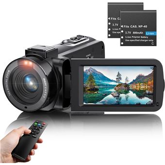 Caméscope vidéo FHD 1080P 36MP avec Télécommande et 2 Piles noir