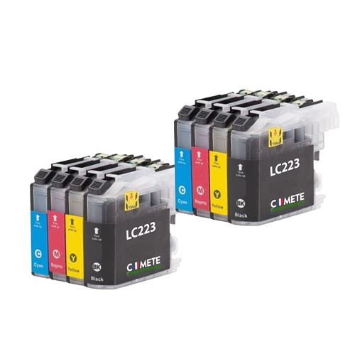 COMETE - LC223 - 8 Cartouches d'encre Compatible Brother LC223 LC221 - Marque française