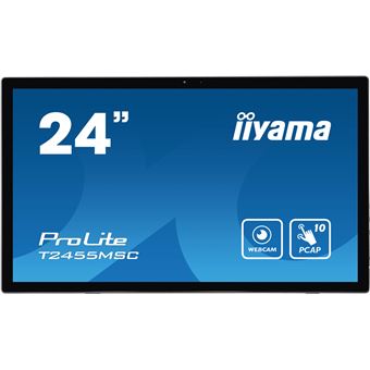 iiyama ProLite T2455MSC-B1 - Écran LED - 24" (23.8" visualisable) - écran tactile - 1920 x 1080 Full HD (1080p) - IPS - 400 cd/m² - 1000:1 - 5 ms - HDMI, DisplayPort, USB - haut-parleurs - noir mat