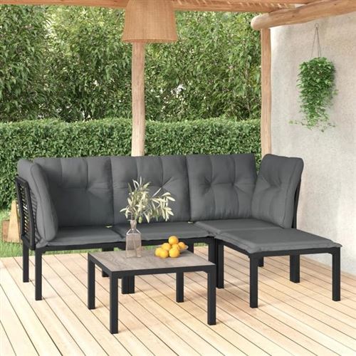 Vidaxl Noir/Gris Salon De Jardin 5 Pcs - Et - Image 2