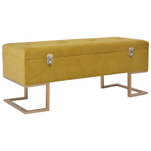 Vidaxl Banc Avec Compartiment De Rangement - 105 Cm Moutarde Velours - Image 3