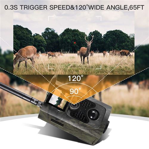 Accessoires du chasseur YONIS Caméra de Chasse 12 Mp Full HD 1080P 120  Degrés Infrarouge 2.0 Pouces
