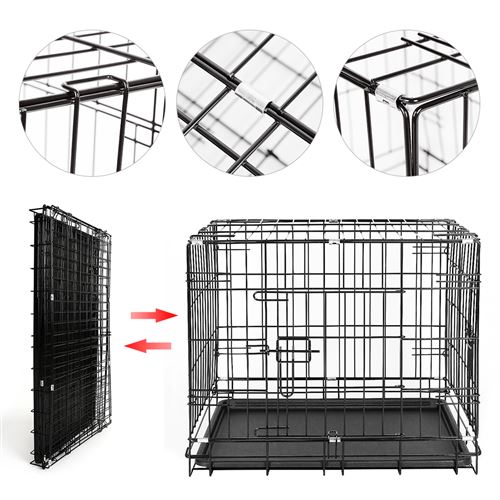 Meilleurs prix pour 30 pouces Cage de transport B.LIVEM® pliable pour chiens et animaux 2 portes Noir 76*47*53cm